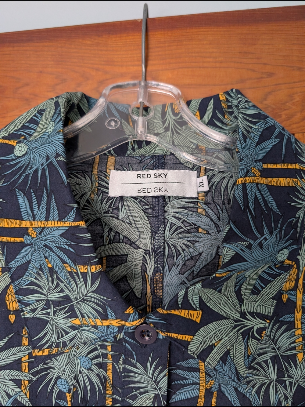 Romper (Red Sky) - Tropical Palm Print Black/Green - Picture 2 of 4